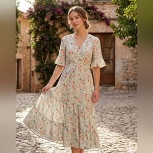 LEO  Floral High Low Dress